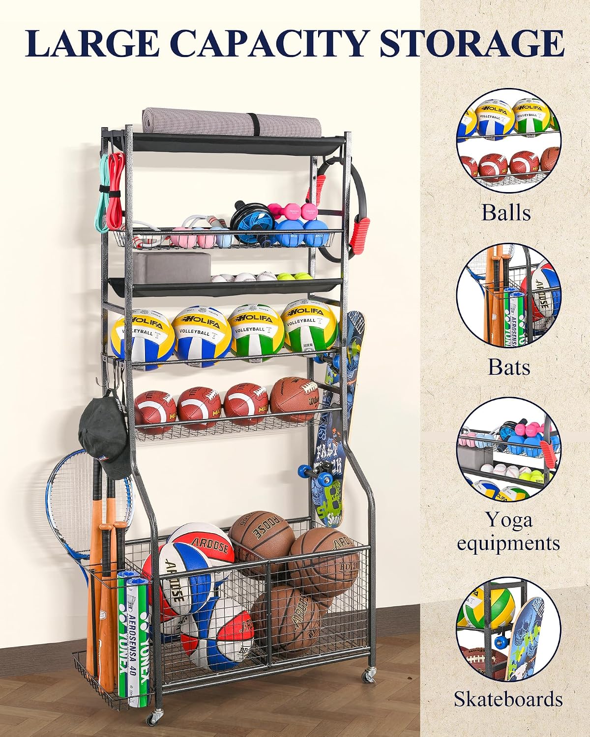 Sportgeräte-Garagenorganizer,  – Sports Equipment Cart Bewertung und Preis