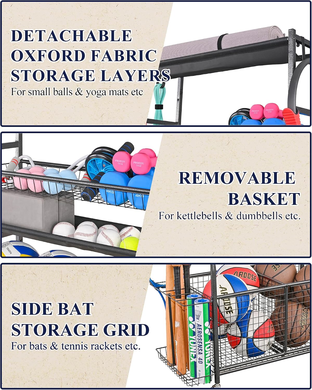 Sportgeräte-Garagenorganizer,  – Sports Equipment Cart Bewertung und Preis
